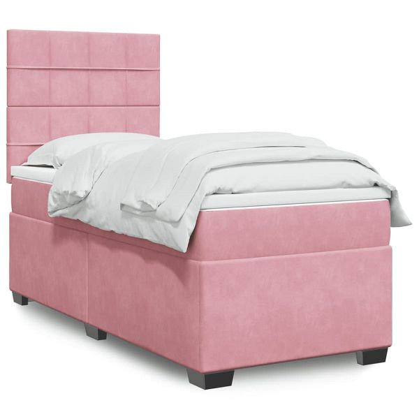 vidaXL Boxspringbett mit Matratze Rosa 100x200 cm Samt, 3290839