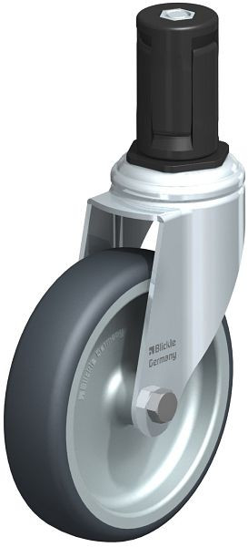Blickle LKRA-TPA 126G-11-ER15 Apparate-Lenkrolle mit Expander, Thermoplastisches Gummi-Elastomer, Grau, 847896
