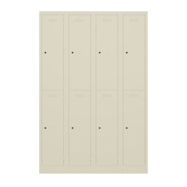 Bisley Garderobenschrank Primary Locker, 4 Abteile, je 2 Fächer, 669 hellelfenbein, PL3050Q2669