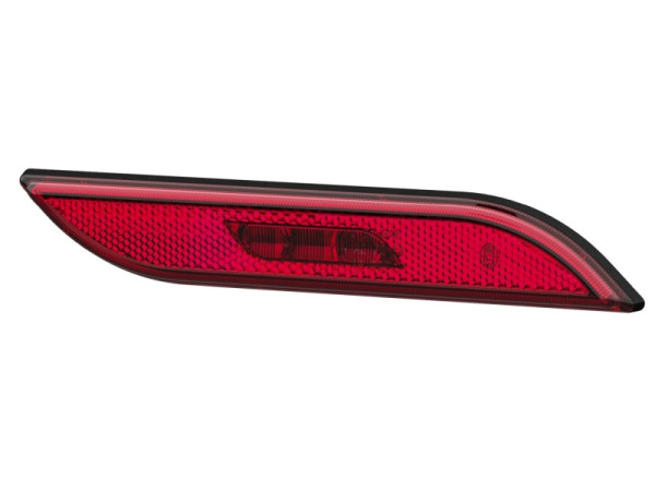 HELLA Seitenmarkierungsleuchte, Shapeline Style, LED, 24/12V, Anbau/geklebt, rot, LED-Lichtfarbe: gelb, 250mm, AMP, 2-polig, rechts, 2PS 013 307-021