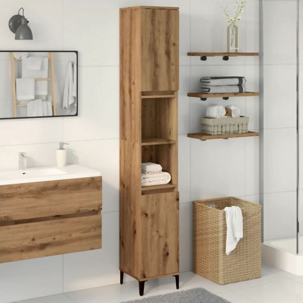 vidaXL Badschrank Artisan-Eiche 30x30x190 cm Holzwerkstoff, 857106
