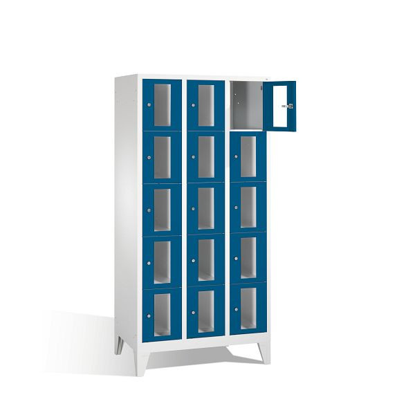 C+P Schließfachschrank Classic, H1850xB900xT500mm, Farbe: Lichtgrau / Enzianblau, 8010A305 S10002