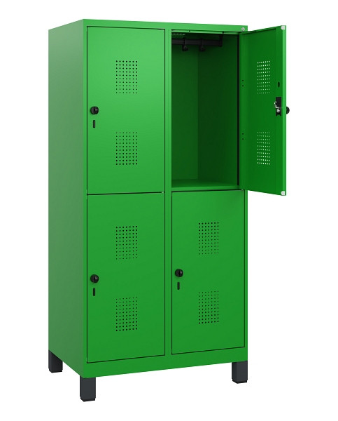 C+P Doppelstöckiger Spind Evolo PLUS, Füße, 4 Fächer, 1630x800x500mm, 6037/6037, Drehriegel, 0493105-22 S10036