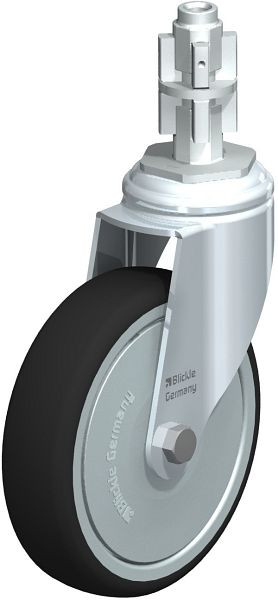 Blickle LKRA-PATH 126K-11-FK-E14 Apparate-Lenkrolle mit Expander, Thermoplastisches Polyurethan, Grau, 848906