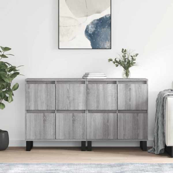 vidaXL Sideboards 2 Stück Grau Sonoma Holzwerkstoff, 3190187