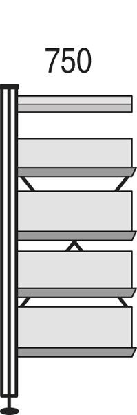 Kerkmann Bibliotheks-Regal Libra, B 750 x T 300 x H 1930 mm, lichtgrau, 52143311