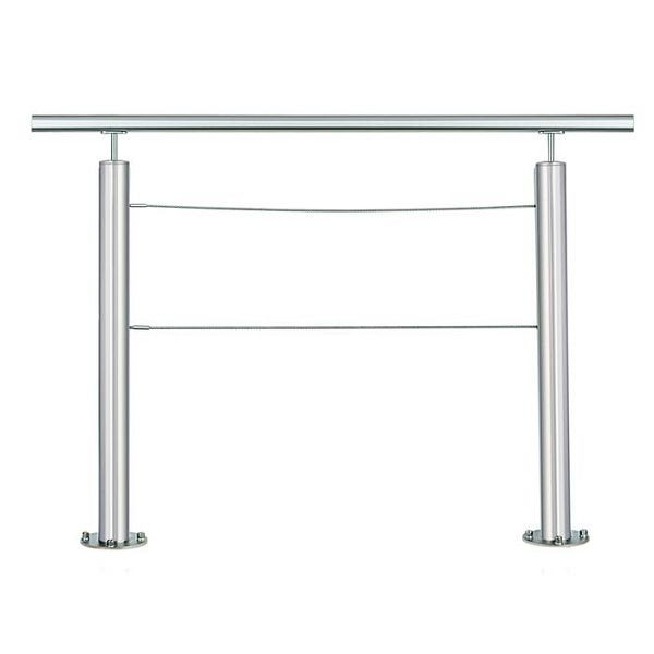 Stein HGS Drahtseilsystem aus Edelstahl, Handlauf, Pfostenabstand 2m, Breite 2300mm, zum Einbetonieren, 14402