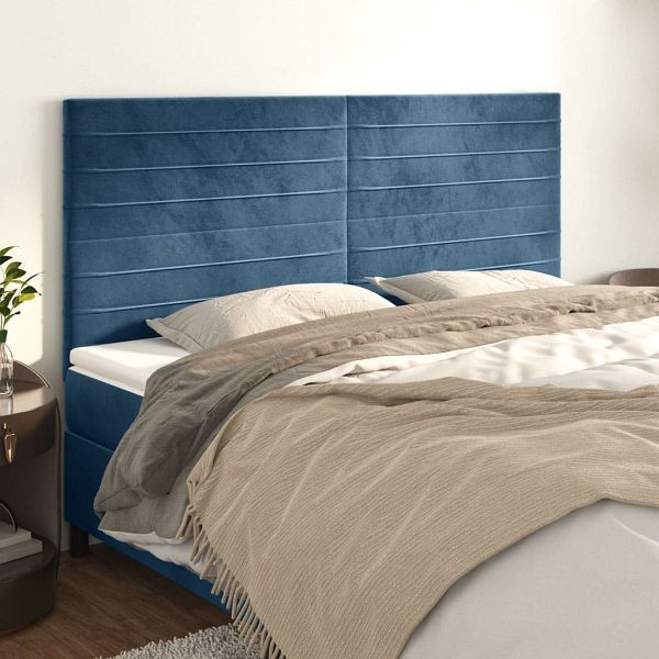 vidaXL Kopfteile 4 Stück Dunkelblau 100x5x78/88 cm Samt, 3116542
