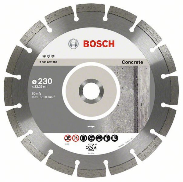 Bosch Diamanttrennscheibe Standard for Concrete, 230 x 22,23 x 2,3 x 10 mm, 10er-Pack, 2608603243