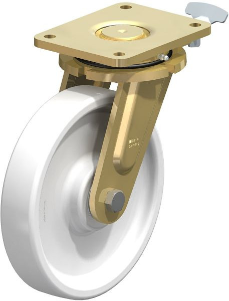 Blickle LS-SPO 251K-RI4 Stahlgeschweißte Schwerlast-Lenkrolle, schwere Drehkranz-Ausführung, Polyamid, Weiß, 853060