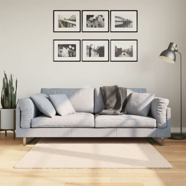 vidaXL Teppich HUARTE Kurzflor Weich und Waschbar Beige 120x120 cm, 375018