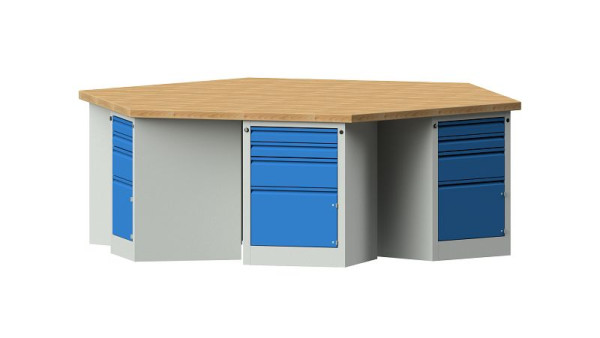 ANKE Werkbänke Gruppenwerkbank, Modell 804 EG, 2700 x 2340 x 900 mm, RAL 7035/5012, BMP 50 mm, 520.305