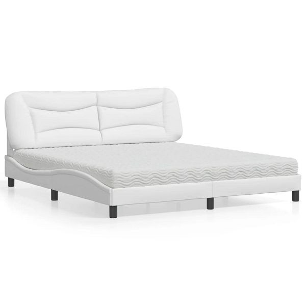vidaXL Bett mit Matratze Weiß 180x200 cm Kunstleder, 3208739
