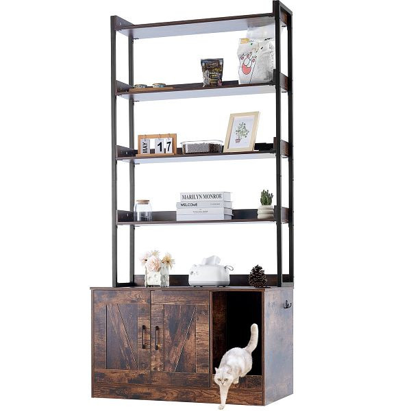 VEVOR Katzenschrank Katzentoilette Katzenhaus 4-stufig-Regal 850x490x1836mm 68kg, DHWCBBSNJSMSEYD6AV0