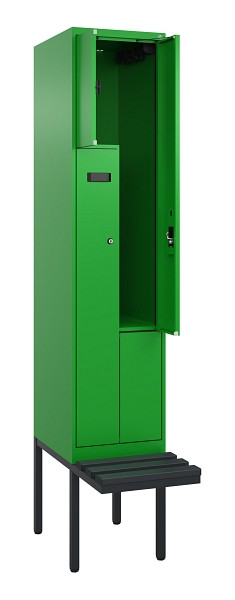 C+P Z-Spind Evolo PLUS, Bank, 2 Fächer, 2120x400x815mm, 6037/6037, Zylinderschloss, Material Sitzfläche Kunststoff, 0490437-122 S10107