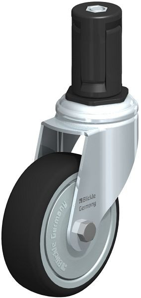 Blickle LKRA-PATH 101K-11-FK-ER15 Apparate-Lenkrolle mit Expander, Thermoplastisches Polyurethan, Grau, 848831