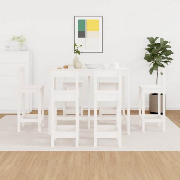 vidaXL 7-tlg. Bar-Set Weiß Massivholz Kiefer, 3124713, 8720287210610