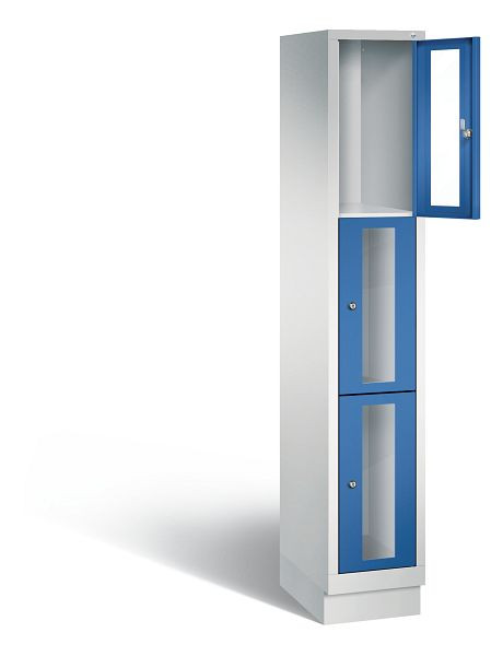 C+P Schließfachschrank Classic, H1800xB320xT500mm, Farbe: Lichtgrau / Enzianblau, 8020A103 S10002