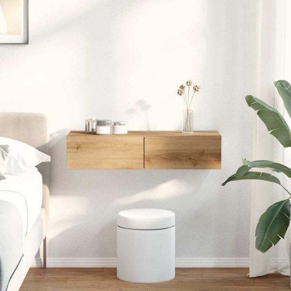 vidaXL Wandregal mit Schubladen Artisan-Eiche 80x33x17cm Holzwerkstoff, 859985