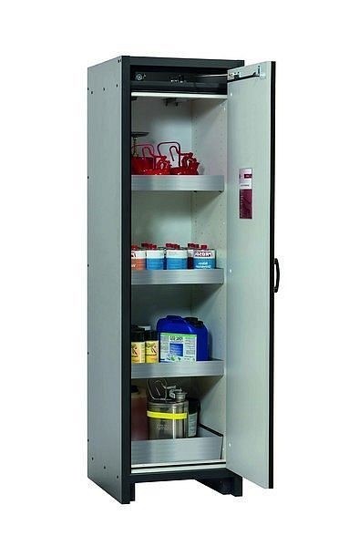 asecos Sicherheitsschrank Q-CLASSIC-30, Q30.195.056.R in sicherheitsgelb RAL 1004 mit 3x Wannenboden Standard (Edelstahl), 31007-060-33416
