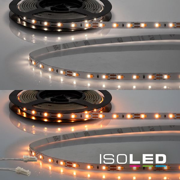 ISOLED LED CRI919/940 MiniAMP CCT Flexband, 12V DC, 5W+5W, IP20, 500cm, Kabel beidseitig + maleAMP, 126 LED/m, 114633