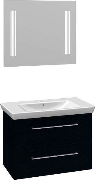 Scanbad Möbelset 85 cm Multo+ LOTTO XL mit 2 Schubladen, Spiegel, Schwarz, ML-074430