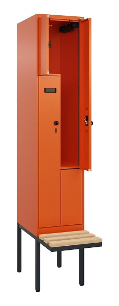 C+P Z-Spind Evolo PLUS, Bank, 2 Fächer, 2120x400x815mm, 2004/2004, Drehriegel, Sitzfläche Holz, 0490437-122 S10024