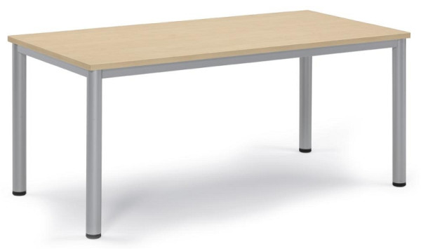 Deskin Besprechungstisch BASE-MODUL Q, Platte Ahorndekor, Gestell Alusilber RAL 9006, B 1200 x T 800 x H 720 mm, 259687