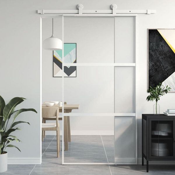 vidaXL Schiebetür Weiß 102,5x205 cm Hartglas und Aluminium, 155206