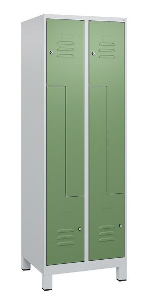 C+P Z-Spind Classic PLUS, Füße, 4 Abteile, 1800x600x500mm, 7035/6011, Zylinderschlösser, 0800137-204 S10021