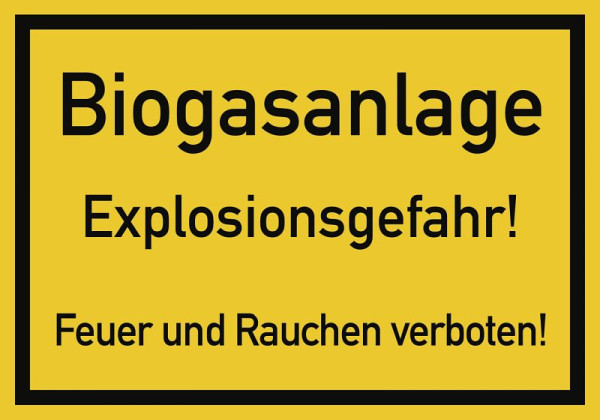 Moedel Biogasanlage-Explosionsgefahr! Feuer und Rauchen verboten, Kunststoff, 200x140 mm, 68825