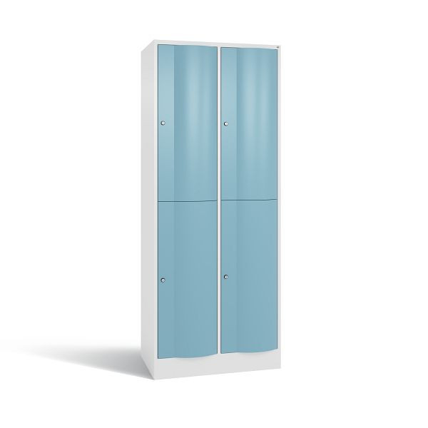 C+P Spind doppelstöckig Resisto, 2 Abteile, H1950xB772xT540 mm, Weiß/Horizontblau, 8270-272 S10207