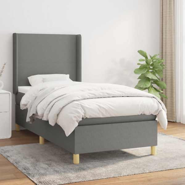 vidaXL Boxspringbett mit Matratze Dunkelgrau 80x200 cm Stoff, 3131786