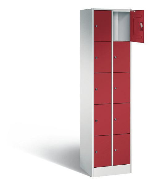 C+P Schließfachschrank Serie 8070, H1950xB460xT480mm, Farbe: Lichtgrau / Rubinrot, 80700-20 S10003