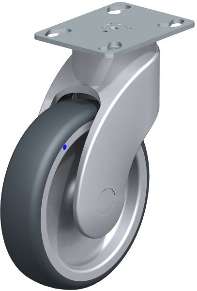 Blickle LWGX-TPA 126G-PX25 Kunststoff-Lenkrolle WAVE, rostfrei, mit Anschraubplatte, Thermoplastisches Gummi-Elastomer, Grau, 745230
