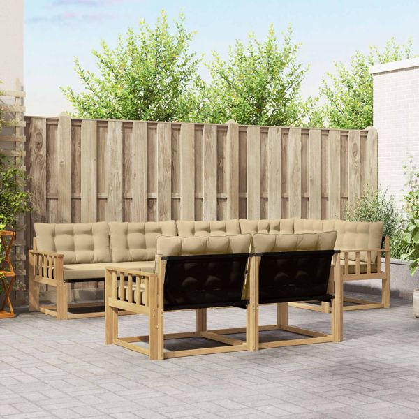 vidaXL Outdoor-Sofagarnitur mit Kissen 7-teilig Weiß und Beige, 3388779