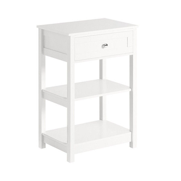SoBuy Nachttisch mit einer Schublade Weiß 45x30x68 cm, Modern, FBT46-W