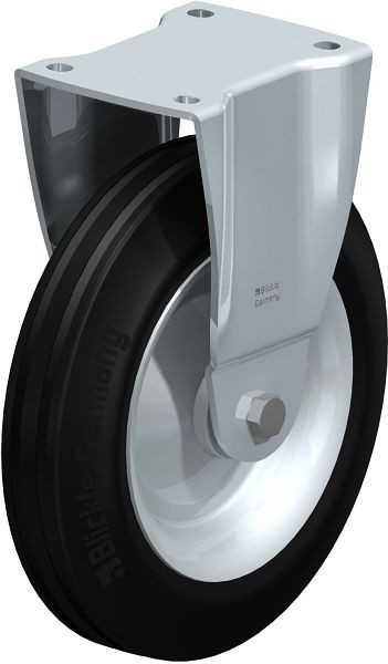 Blickle BH-RD 252R Stahlblech-Bockrolle, Schwerlast-Ausführung, mit Anschraubplatte, Zweikomponenten-Vollgummi, Schwarz, 3418