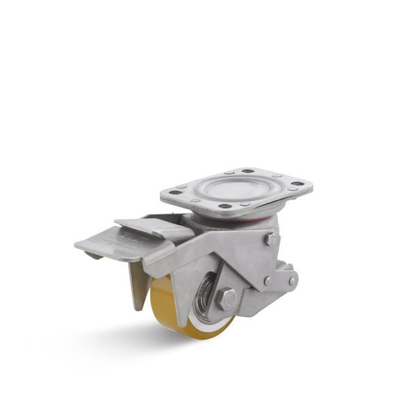 Torwegge Polyurethan Heberolle, Tragfähigkeit 300 kg, Rad-Ø 75 mm, Radbreite 40 mm, Gesamtbauhöhe 115 mm, Ausladung 40 mm, 0047046