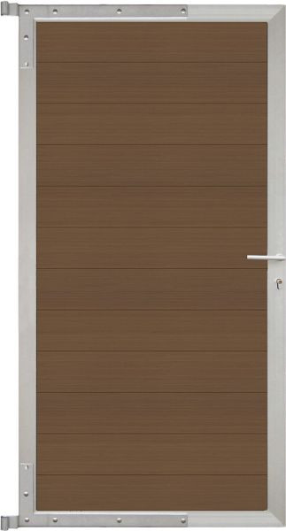 T&J MAX-Tor-Komplettset, 90 x 173 cm, Füllung teak, Rahmen silber, 44033
