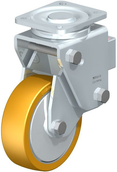 Blickle LHF-ALTH 125K-1-FA Stahlblech-Lenkrolle, Schwerlast-Ausführung, mit Stahlfeder, Blickle Extrathane®, Hellbraun, 605808