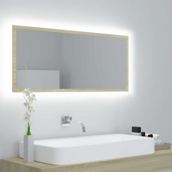 vidaXL LED-Badspiegel Sonoma-Eiche 100x8,5x37 cm Acryl, 804943