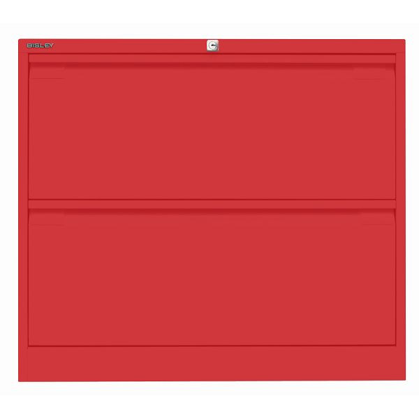 Bisley Hängeregistraturschrank, doppelbahnig, 2 HR-Schubladen, 670 kardinalrot, DF2670