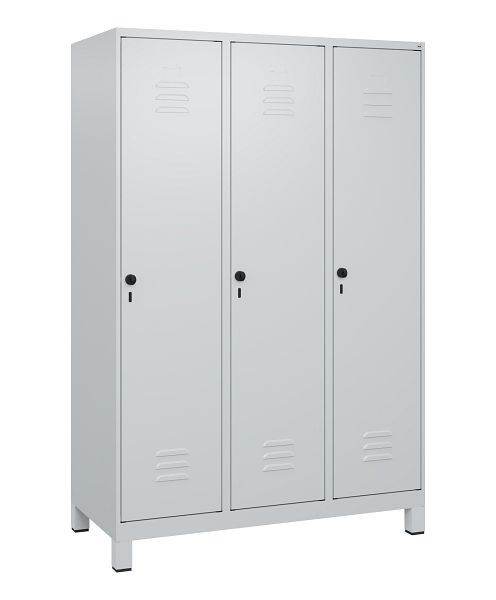 C+P Umkleidespind Classic PLUS, Füße, 3 Abteile, 1800x1200x500mm, 7035/7035, Drehriegel, 0800107-32 S10009