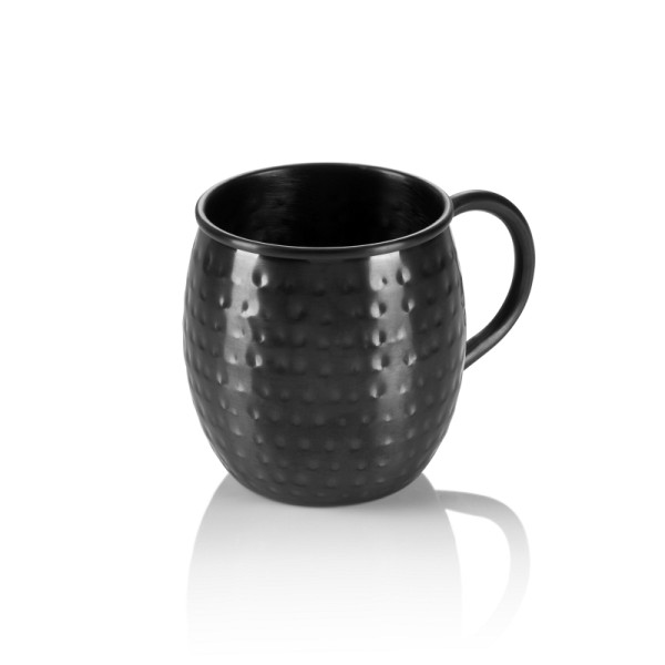 WAS Moscow Mule Set, 0,45 L, Ø 8,5 cm, Höhe 10 cm, schwarz, gehämmert, VE: 2 Stück, Chromnickelstahl, PVD Beschichtung, 2033145