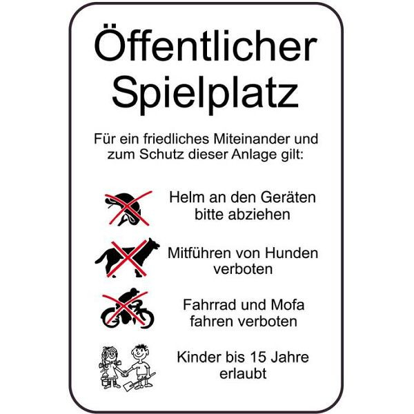 Stein HGS Spielplatzschild, Öffentlicher Spielplatz - Für ein friedliches Miteinander ..., 400 x 600 mm, 14863