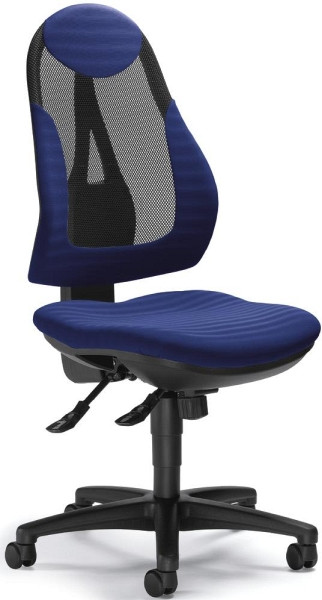 Deskin Bürodrehstuhl COMFORT NET PLUS ohne Armlehnen, Schwarz/Blau, 530 x 480 x 1130 mm, 258327