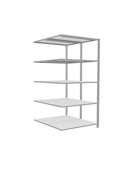 Schulte Anbauregal, Steck-Doppelregal MULTIplus150, 2000 x 1000 x (2x600) mm, 2x5 Fachböden, Kreuzstrebe, RAL 7035 lichtgrau, 32765