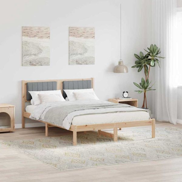 vidaXL Bettgestell mit gepolstertem Kopfteil Hellgrau 135 x 190 cm, 878269