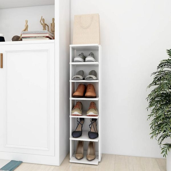 vidaXL Schuhschrank Weiß 27,5x27x102 cm Holzwerkstoff, 808485